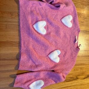 Pink heart sweater medium